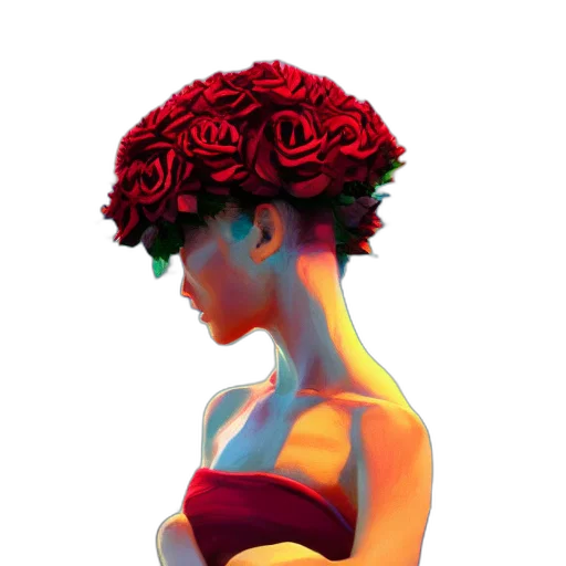 crown, flower, dress, hat, 3d render, pixel art, photorealistic, concept art transparent PNG cut-out