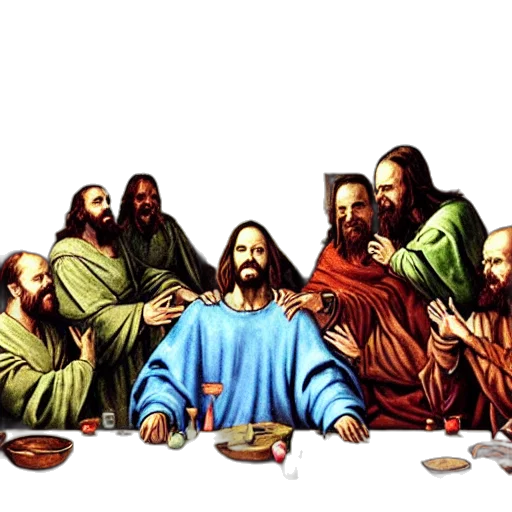 food, concept art, pixel art, walter, white, jesus, last, supper transparent PNG cut-out