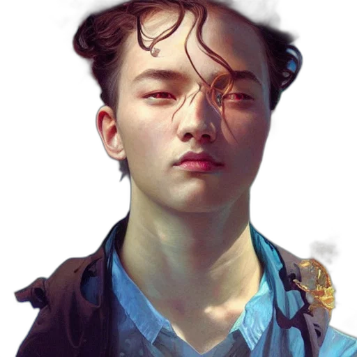 face, jacket, staff, robot transparent PNG cut-out
