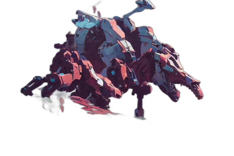 robot, dragon, weapon, creature, concept art, cyberpunk, pixel art, 3d render transparent PNG cut-out