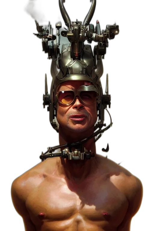 robot, face, crown, mask, cyberpunk, concept art, comic book art, photorealistic transparent PNG cut-out