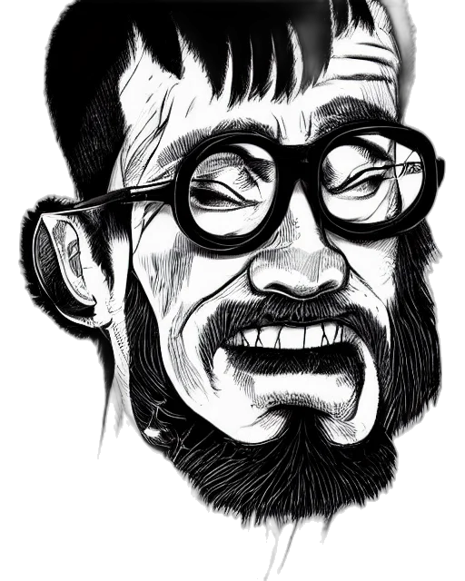 face, cartoon, comic book art, pencil sketch transparent PNG cut-out
