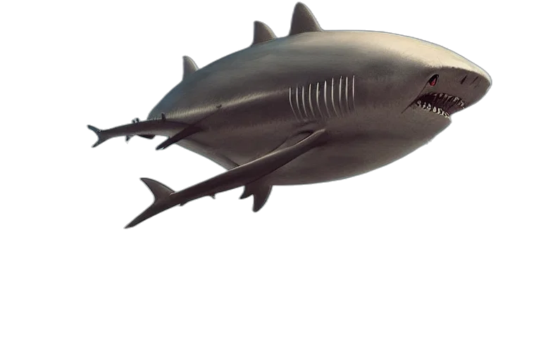 animal, creature, weapon, concept art, 3d render, photorealistic, underwater, shark transparent PNG cut-out
