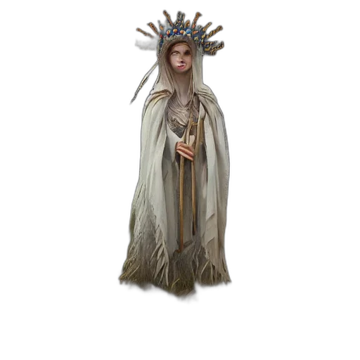 crown, staff, dress, jewelry, fantasy art, concept art, 3d render, pixel art transparent PNG cut-out