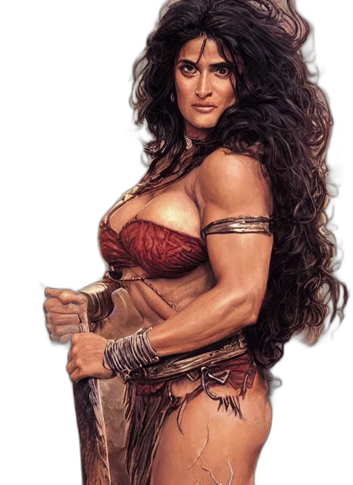 comic book art, fantasy art, concept art, photorealistic, portrait, very, muscled, salma transparent PNG cut-out
