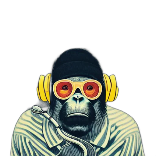 mask, jacket, animal, creature, concept art, cartoon, comic book art, cyberpunk transparent PNG cut-out