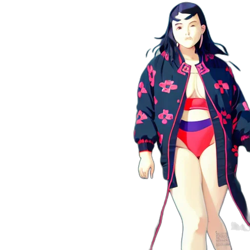 concept art, anime, comic book art, vaporwave, beautiful, plus, sized, model transparent PNG cut-out