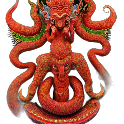 dragon, mask, staff, creature, concept art, 3d render, fantasy art, photorealistic transparent PNG cut-out