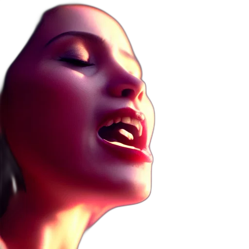 face, 3d render, photorealistic, concept art, vaporwave, neon lights, outer space, fire transparent PNG cut-out
