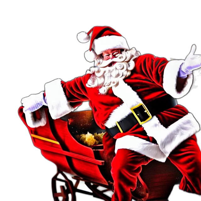 photorealistic, concept art, 3d render, drunk, santa, crashing, his, sleigh transparent PNG cut-out
