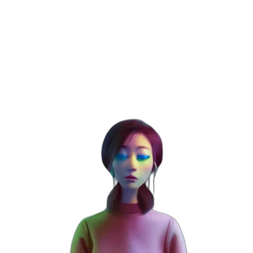 robot, face, dress, mask, vaporwave, 3d render, concept art, pixel art transparent PNG cut-out