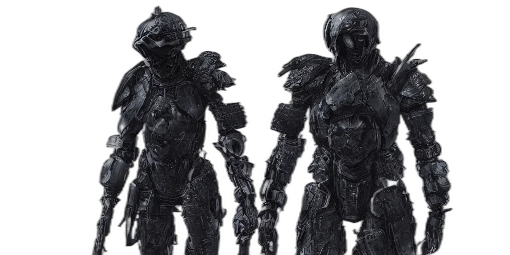robot, concept art, 3d render, monochrome transparent PNG cut-out