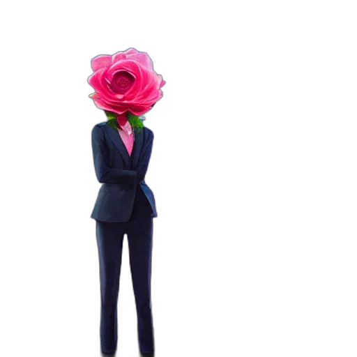staff, flower, jacket, dress, concept art, 3d render, pixel art, cartoon transparent PNG cut-out