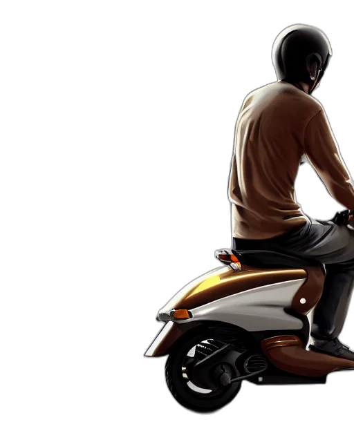 3d render, photorealistic, concept art, moped, scooter, racing, street, etienne transparent PNG cut-out