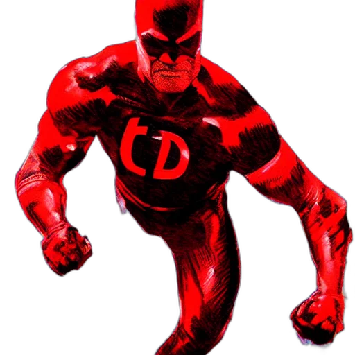 comic book art, concept art, 3d render, photorealistic, red, daredevil, black, suit transparent PNG cut-out