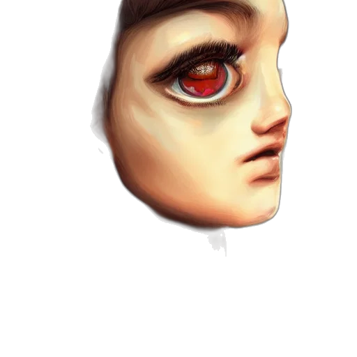 face, mask, creature, robot, 3d render, photorealistic, concept art, watercolor transparent PNG cut-out