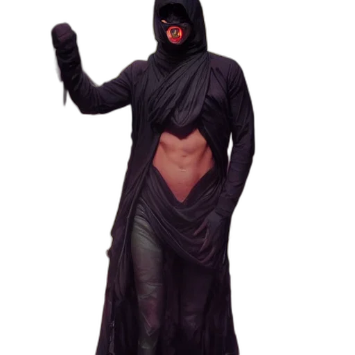 creature, dress, mask, staff transparent PNG cut-out