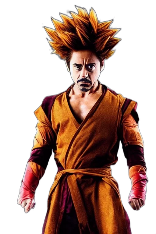 hair, staff, concept art, comic book art, robert, downey, goku transparent PNG cut-out