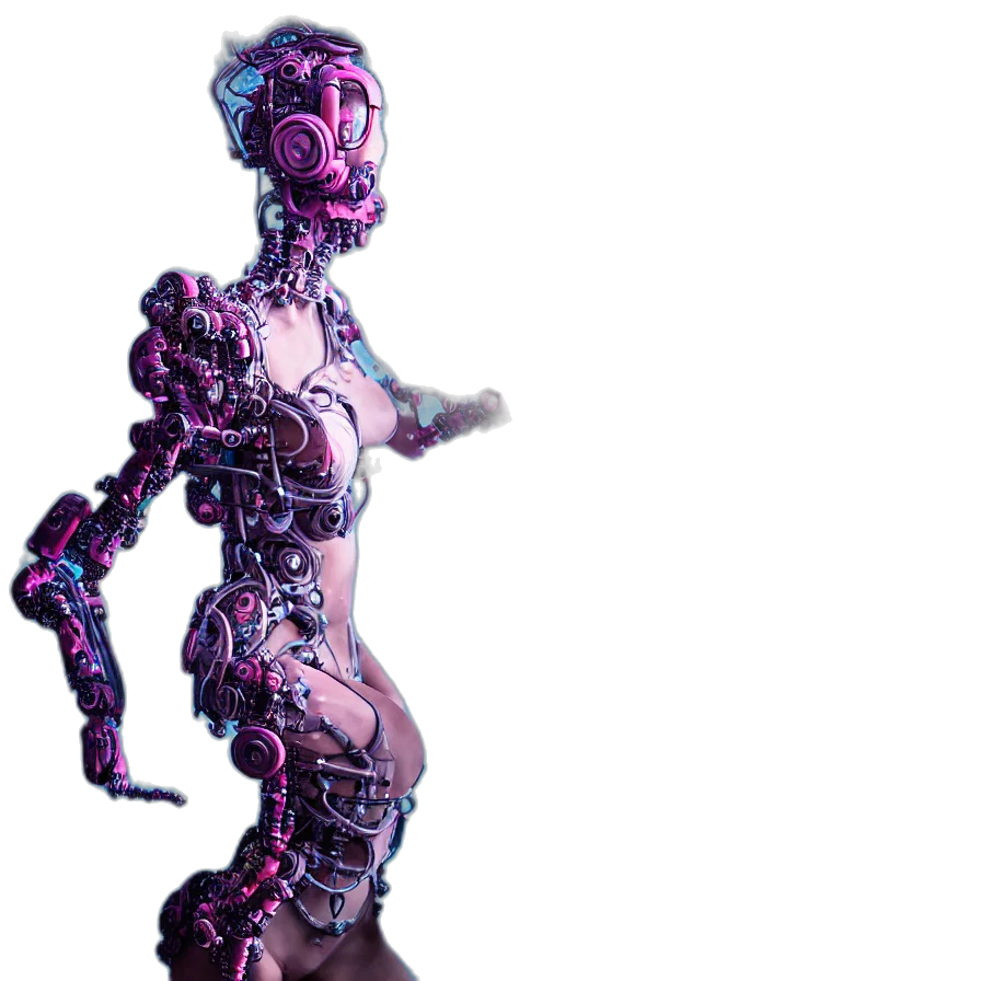 robot, creature, dress, staff transparent PNG cut-out