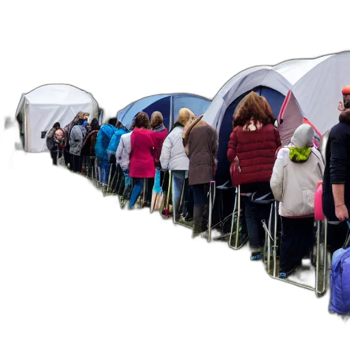 people, waiting, line, before transparent PNG cut-out