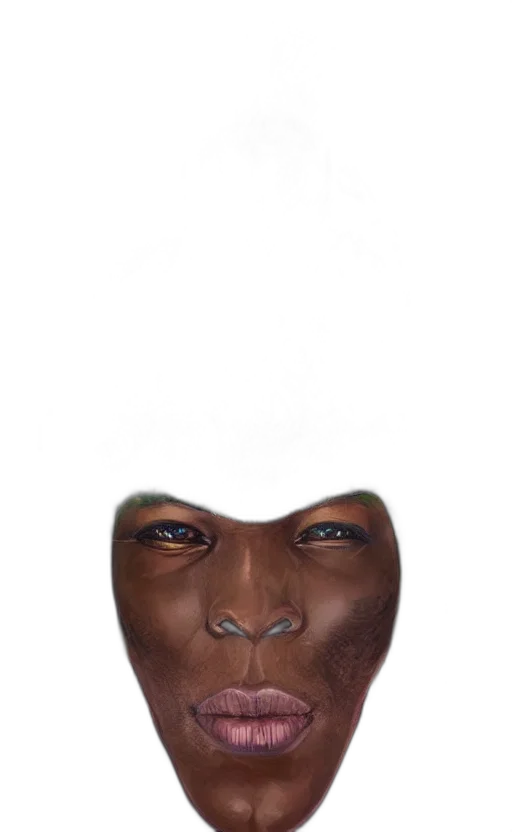 face, mask, creature, hat, photorealistic, 3d render, concept art, cartoon transparent PNG cut-out
