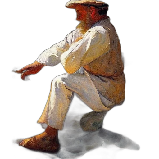 hat, staff, jacket, face, concept art, oil painting, watercolor, photorealistic transparent PNG cut-out