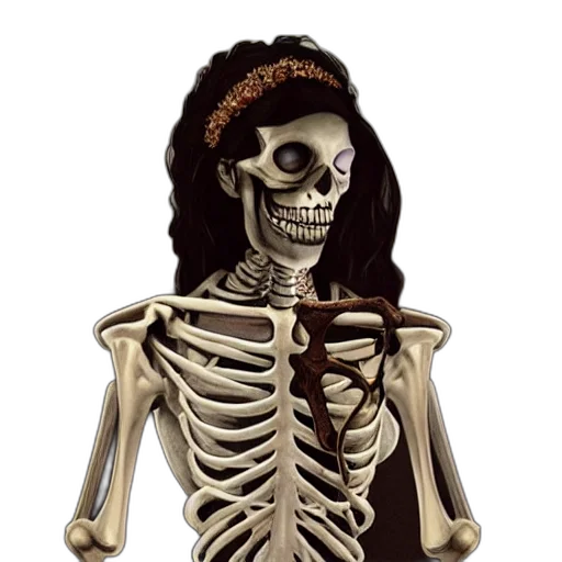 jewelry, jacket, staff, mask, 3d render, skeleton, women, opera transparent PNG cut-out