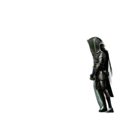 robot, mask, jacket, staff, 3d render, concept art, cyberpunk, pixel art transparent PNG cut-out