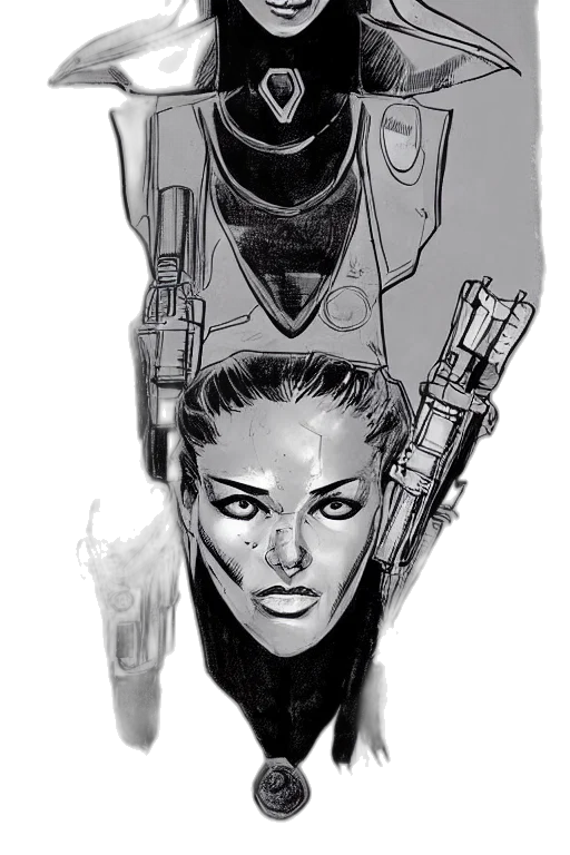 weapon, robot, mask, comic book art transparent PNG cut-out
