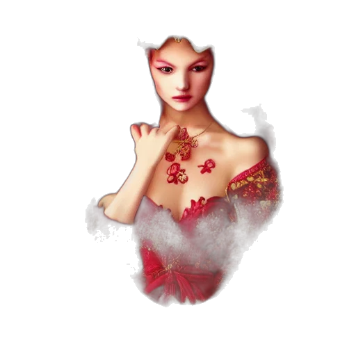 dress, mask, crown, fantasy art, pixel art, concept art, photorealistic, red transparent PNG cut-out