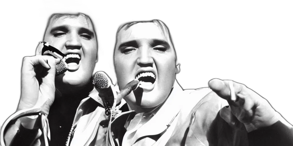 photorealistic, elvis, singing, space transparent PNG cut-out