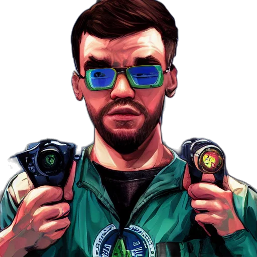 jacket, staff, face, concept art, pixel art, cartoon, comic book art, outer space transparent PNG cut-out