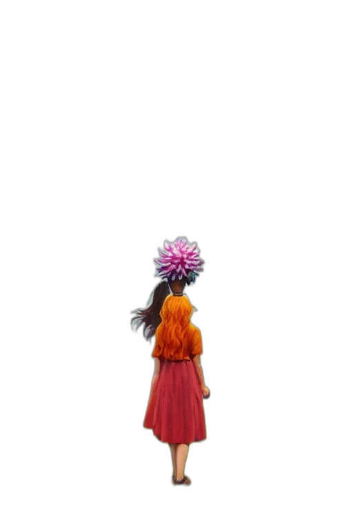 hair, flower, dress, hat, 3d render, concept art, pixel art, photorealistic transparent PNG cut-out