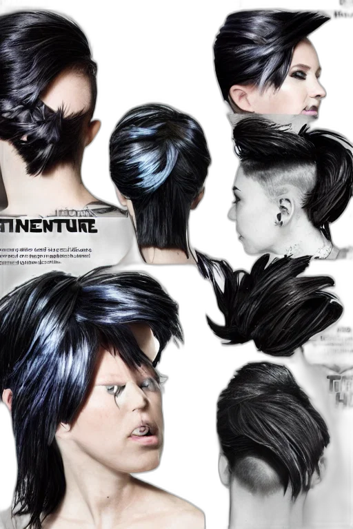 hair, cyberpunk, photorealistic, concept art, blue, monochrome, dark, futuristic transparent PNG cut-out