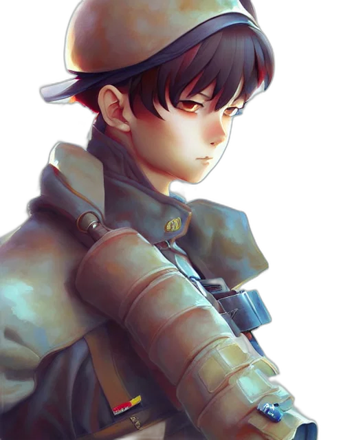 hat, weapon, jacket, staff, watercolor, fantasy art, anime, photorealistic transparent PNG cut-out