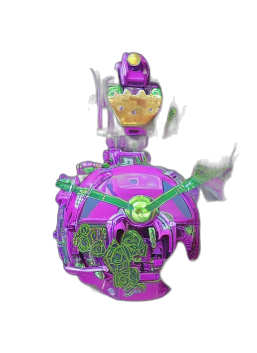 robot, weapon, creature, 3d render, concept art, vaporwave, outer space, colourful transparent PNG cut-out