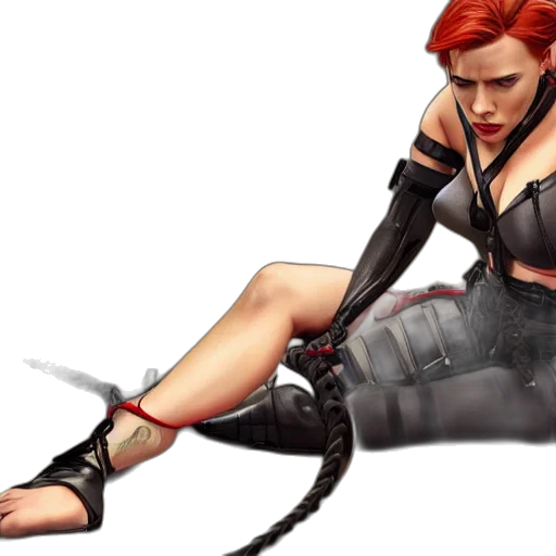weapon, concept art, cyberpunk, comic book art, photorealistic, scarlett, johansson, black transparent PNG cut-out