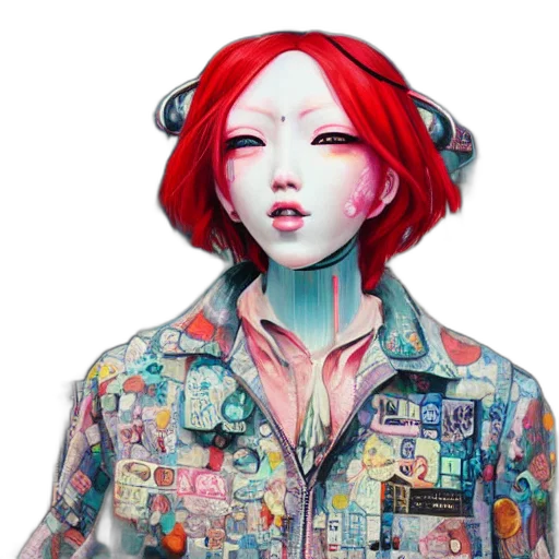 jacket, robot, face, concept art, fantasy art, photorealistic, cyberpunk, outer space transparent PNG cut-out
