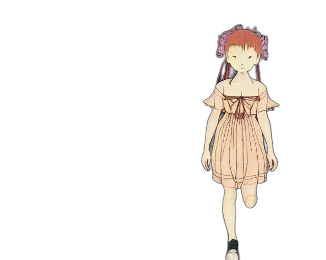 dress, creature, flower, staff transparent PNG cut-out