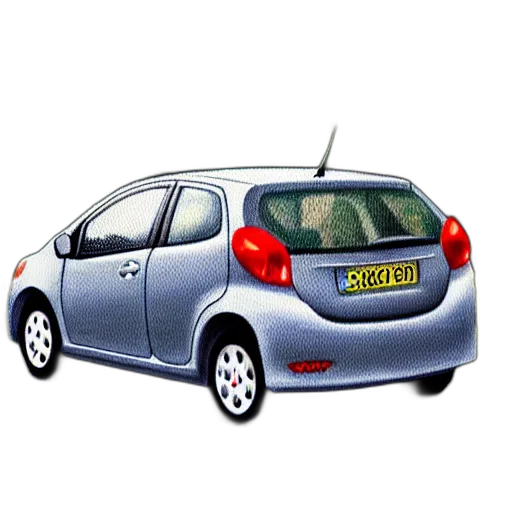 car, 3d render, photorealistic, concept art, pointilliest, painting, grey, toyota transparent PNG cut-out