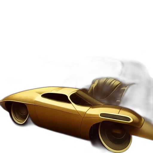 car, concept art, 3d render, photorealistic, fantasy art, golden, retro, futuristic transparent PNG cut-out