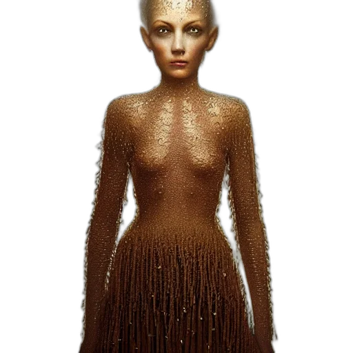 dress, hair, creature, jewelry, fantasy art, concept art, 3d render, photorealistic transparent PNG cut-out