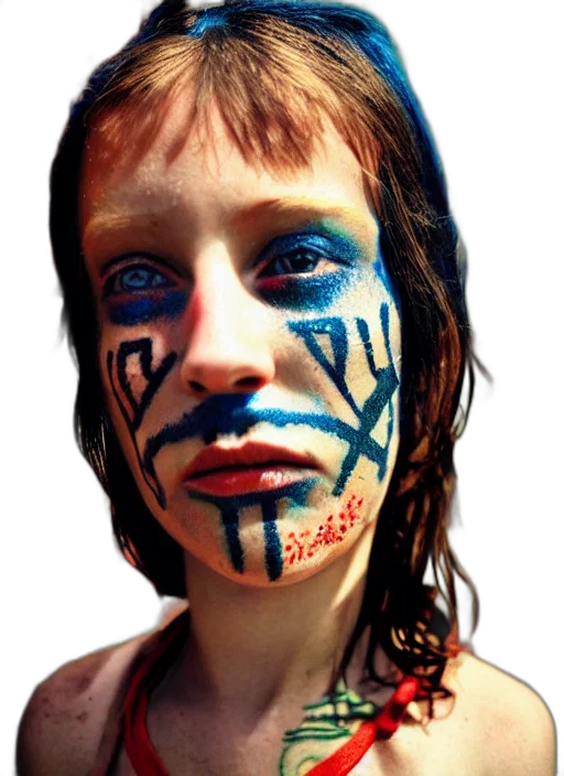 face, mask, photorealistic, concept art, blue, detailed, color, analog transparent PNG cut-out