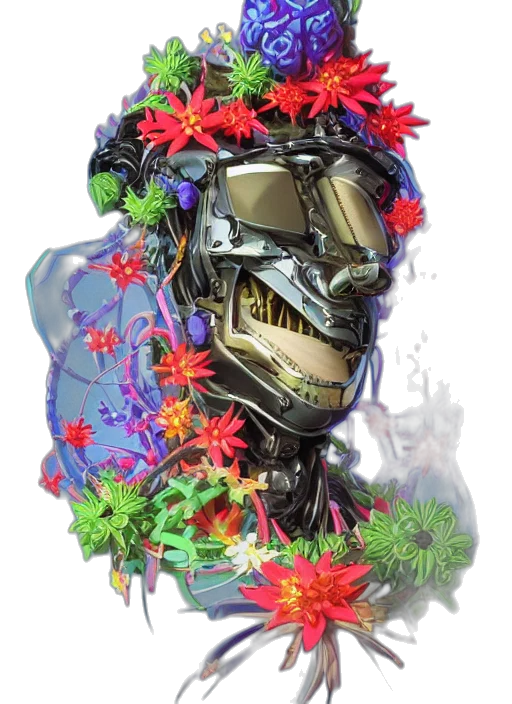 mask, robot, crown, face, concept art, cyberpunk, fantasy art, pixel art transparent PNG cut-out