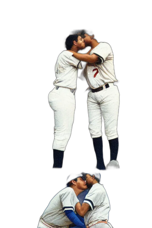 concept art, baseball, card, two, players, kissing transparent PNG cut-out