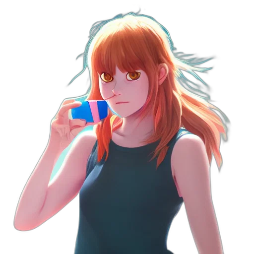 bottle, weapon, face, robot, anime, pixel art, concept art, vaporwave transparent PNG cut-out