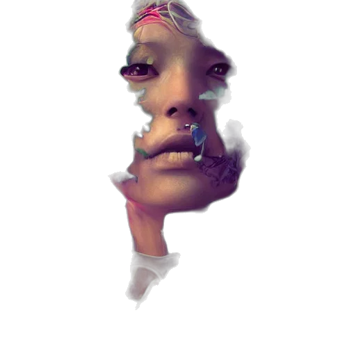 face, mask, crown, creature, photorealistic, concept art, 3d render, cyberpunk transparent PNG cut-out