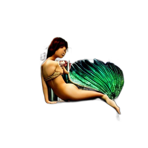 jewelry, creature, pixel art, fantasy art, concept art, 3d render, underwater, mermaid transparent PNG cut-out