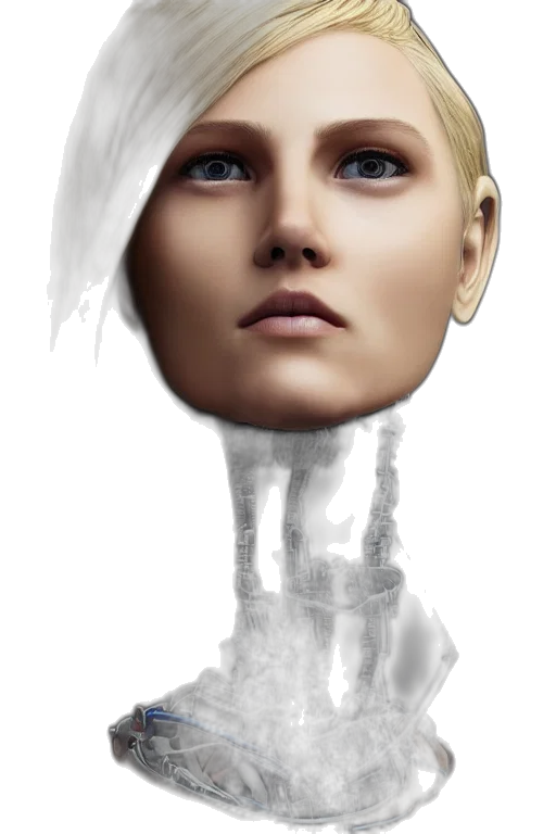 face, robot, mask, hair, photorealistic, concept art, 3d render, fantasy art transparent PNG cut-out