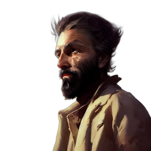 face, jacket, staff, concept art transparent PNG cut-out